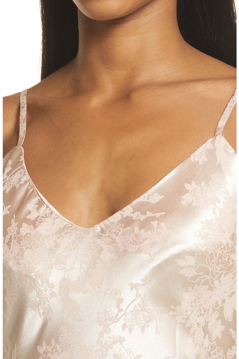 Calla Love Floral Jacquard Satin Slipdress, Alternate, color, CHAMPAGNE