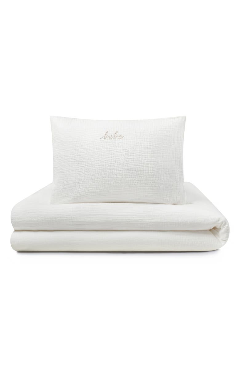 Domani Home Bebe Cotton Gauze Crib Duvet Cover, Alternate, color, White