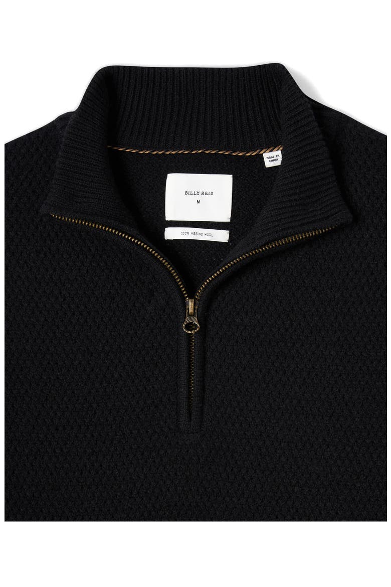 Merino Wool Half Zip Sweater, Alternate, color, BLACK