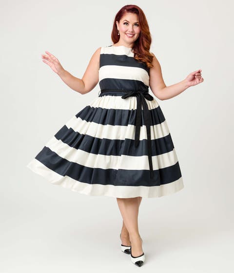 Plus Size Sleeveless Belted Swing Dress