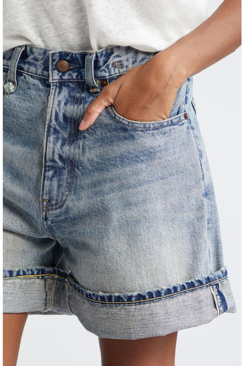 Nina Distressed Cuffed Denim Shorts, Alternate, color, VINTAGE FYYFF SELVEDGE