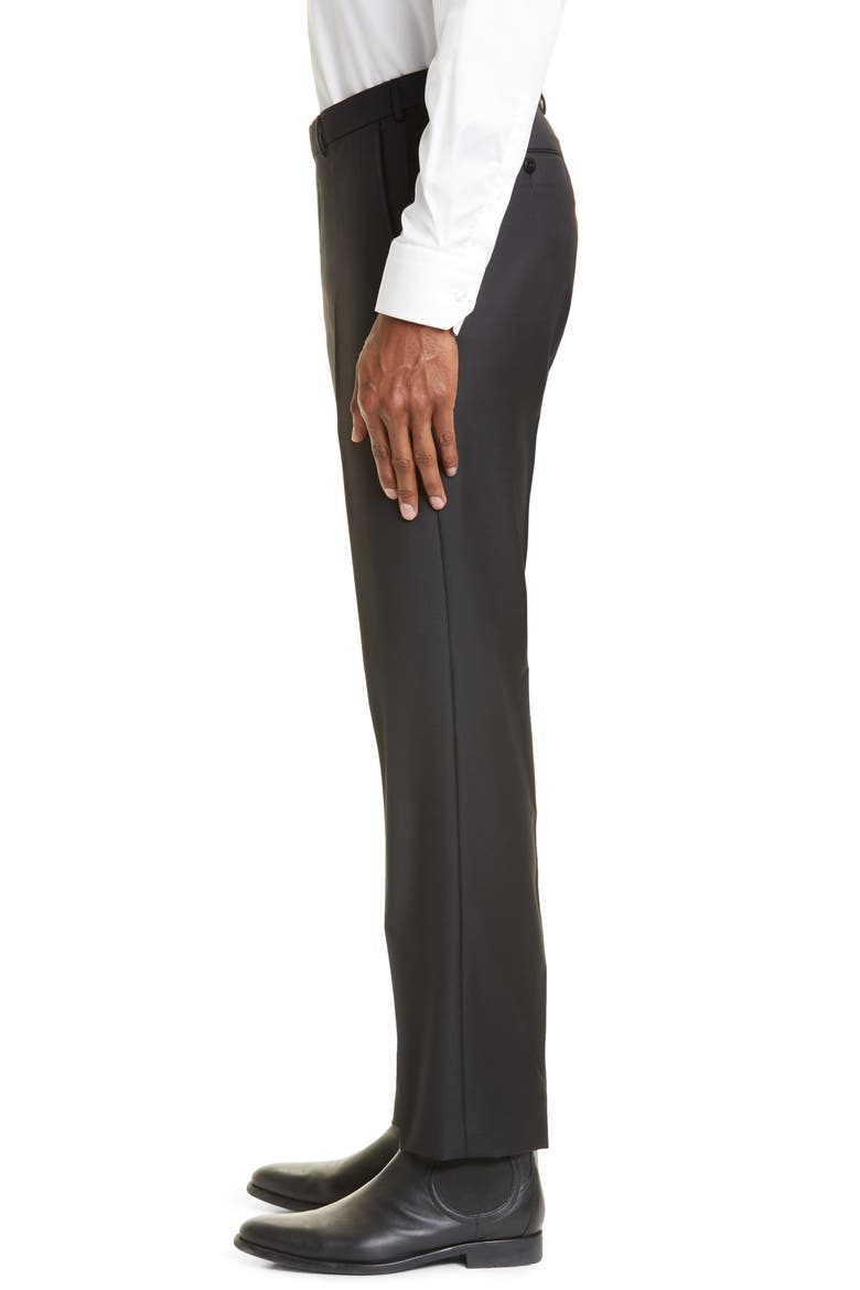 Flat Front Slim Fit Wool Pants, Alternate, color, BLK SLD