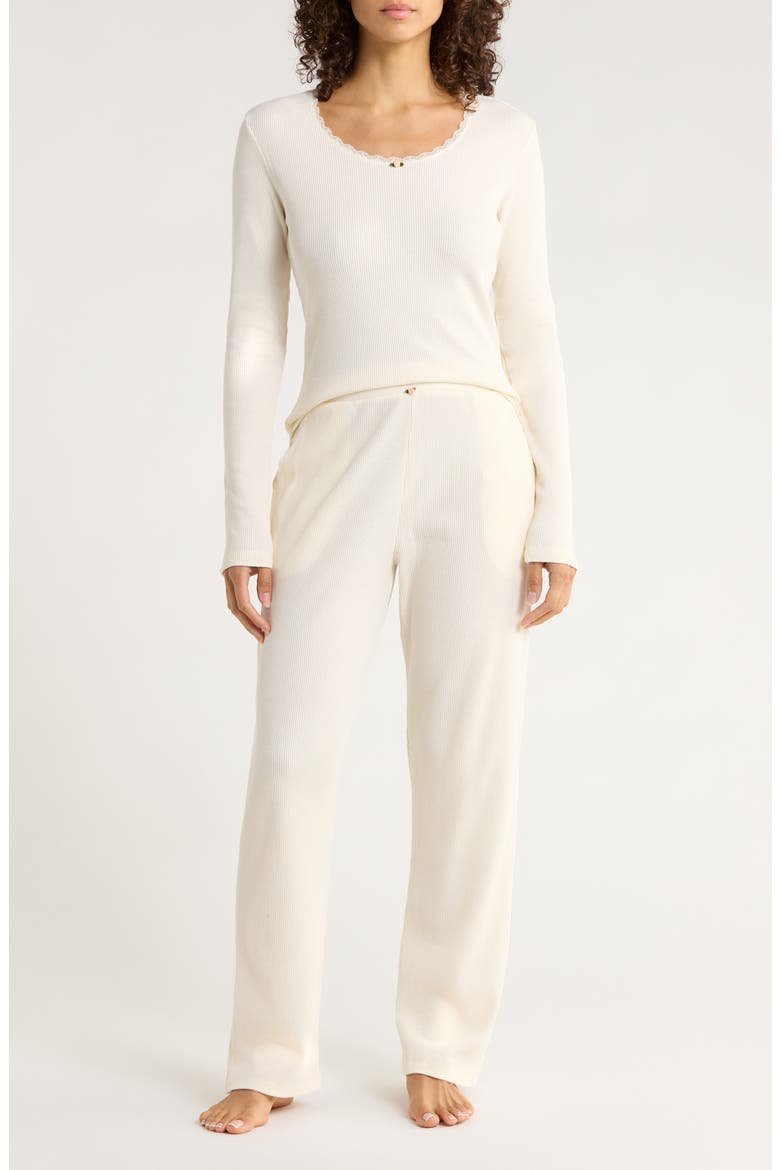 Claire Waffle Knit Pajamas, Main, color, ECRU