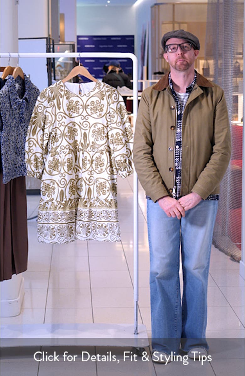 Angeline Eyelet Embroidered Print Cotton Shift Dress, sales video thumbnail