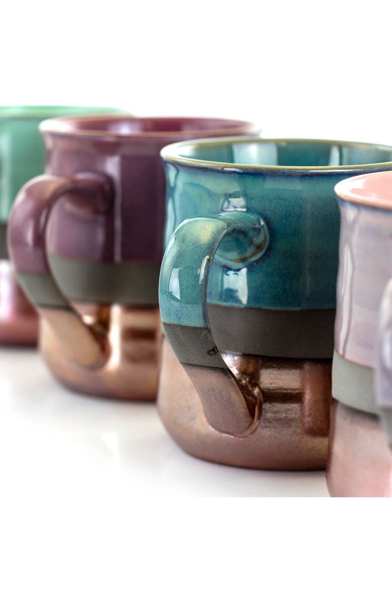 Gibson Home Copper Tonal 4 Piece 18 Ounce Round Stoneware Mug Set, Alternate, color, Brown