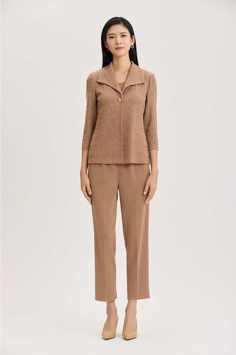 Tonal Wing Collar Knit Jacket, Alternate, color, Warm Taupe