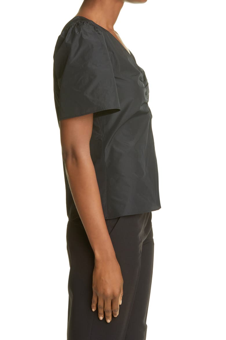 Ruched Front Woven Top, Alternate, color, CAVIAR