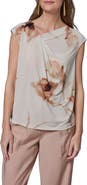 Donna Karan New York Floral Asymmetric Neck Top