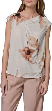 Donna Karan New York Floral Asymmetric Neck Top