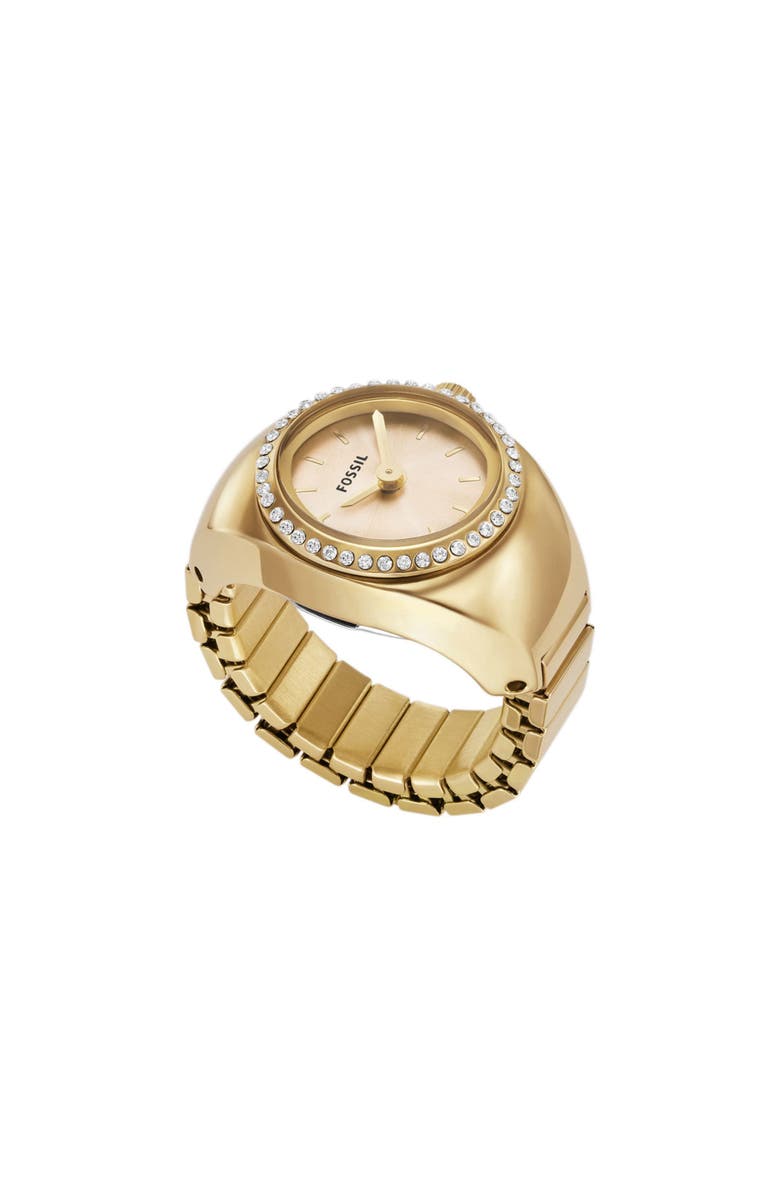 Fossil Glitz Crystal Ring Watch, 15mm, Alternate, color, Gold