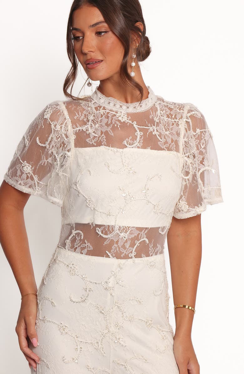 Petal & Pup Zina Sequin & Lace Jumpsuit, Alternate, color, Ivory