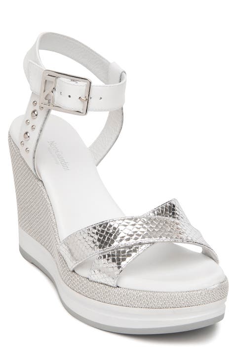 Metallic Platform Wedge Sandal (Women)