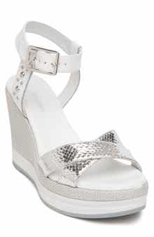 NeroGiardini Metallic Platform Wedge Sandal