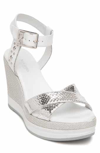 NeroGiardini Metallic Platform Wedge Sandal