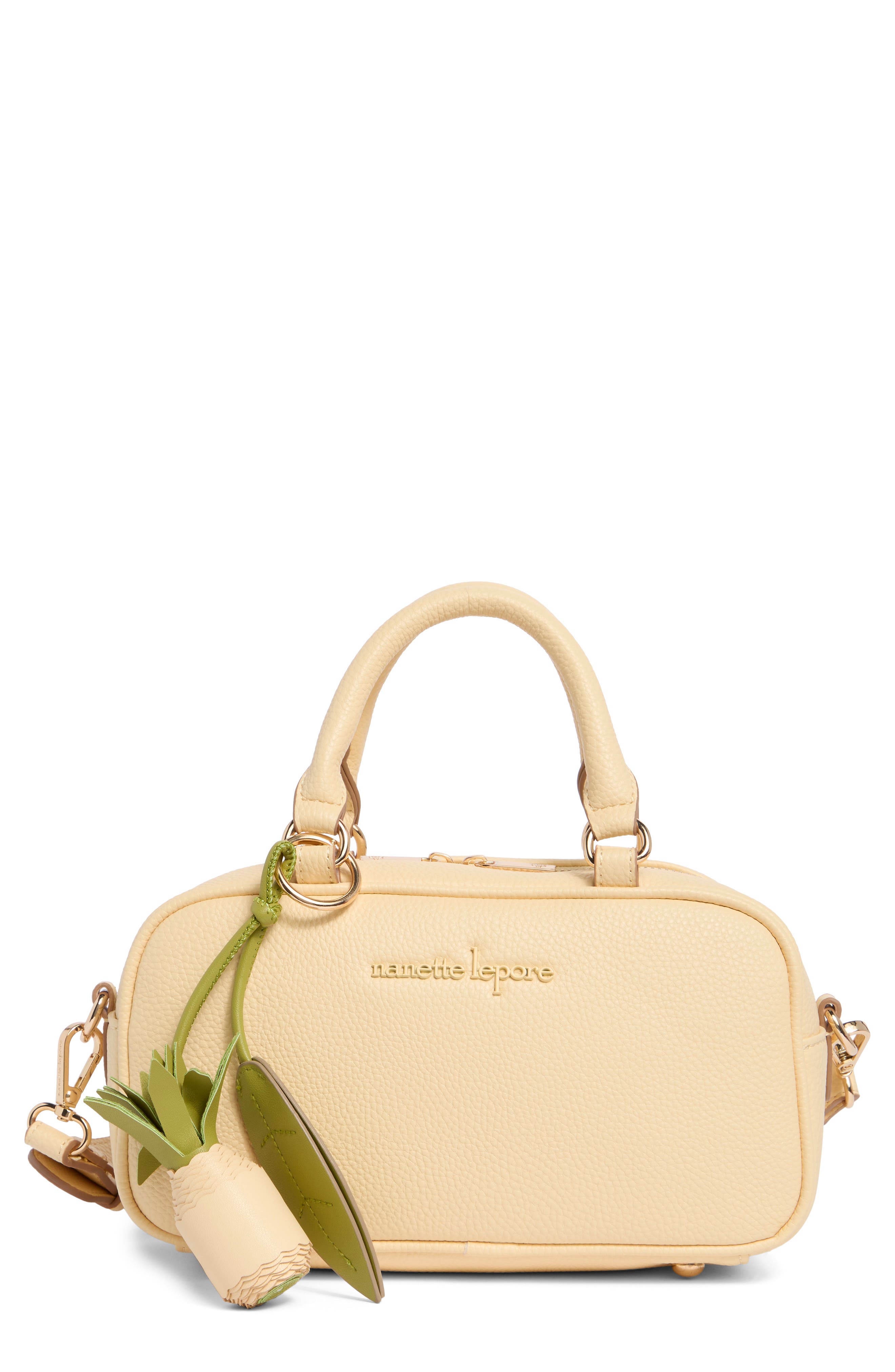 Nanette Lepore Pineapple Charm Crossbody Satchel, Main, color, Panna Cotta