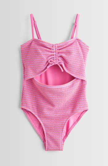 Treasure & Bond Kids' Textured Cutout Swimsuit In Pink