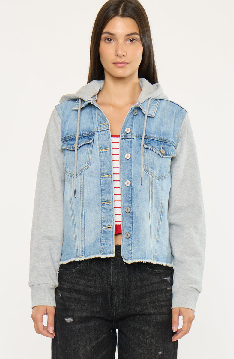 KanCan Karine Denim Hoodie Jacket, Main, color, Medium Wash