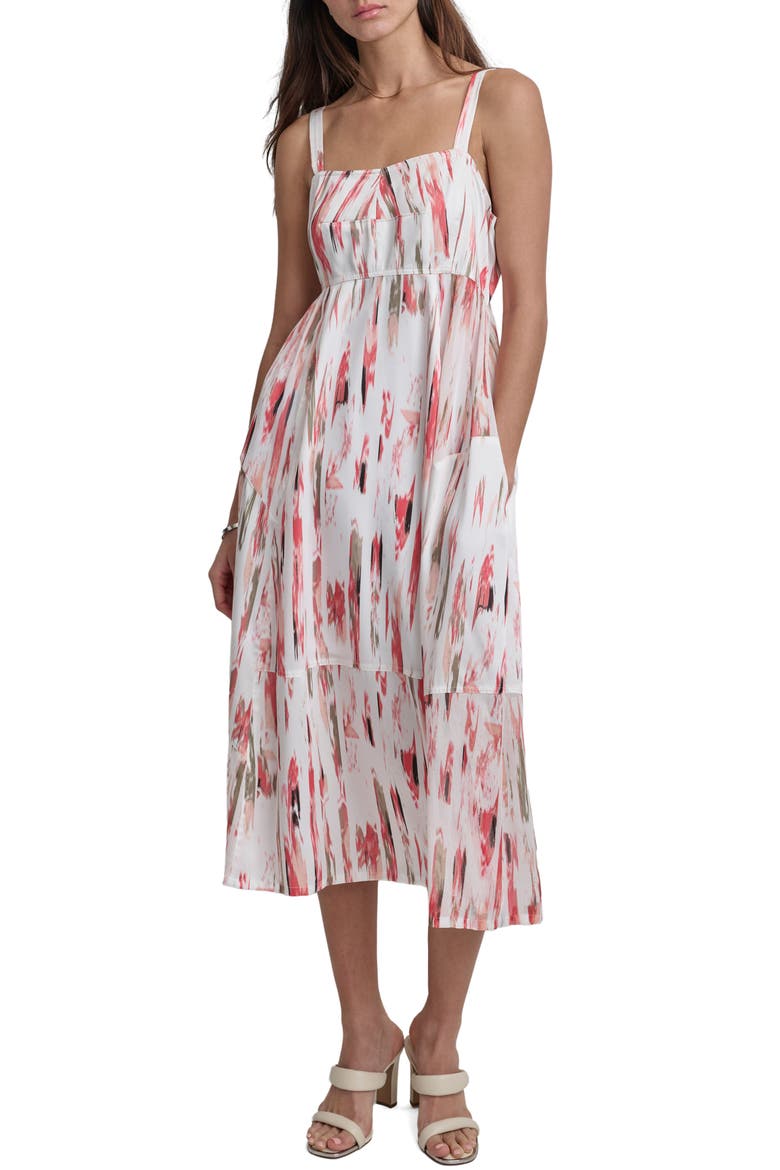 Abstract Print Midi Dress, Main, color, BROKEN BRUSH STROKE