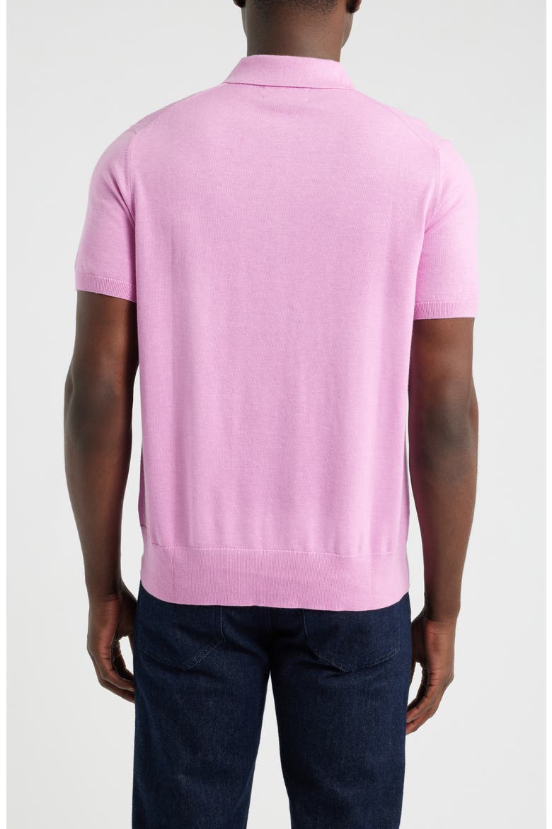Supima® Cotton Polo Sweater, Alternate, color, DARK PINK HEATHER