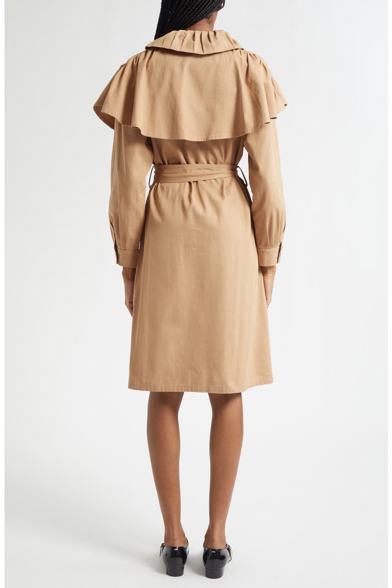 Renata Frill Cotton Trench Coat, Alternate, color, ALMOND