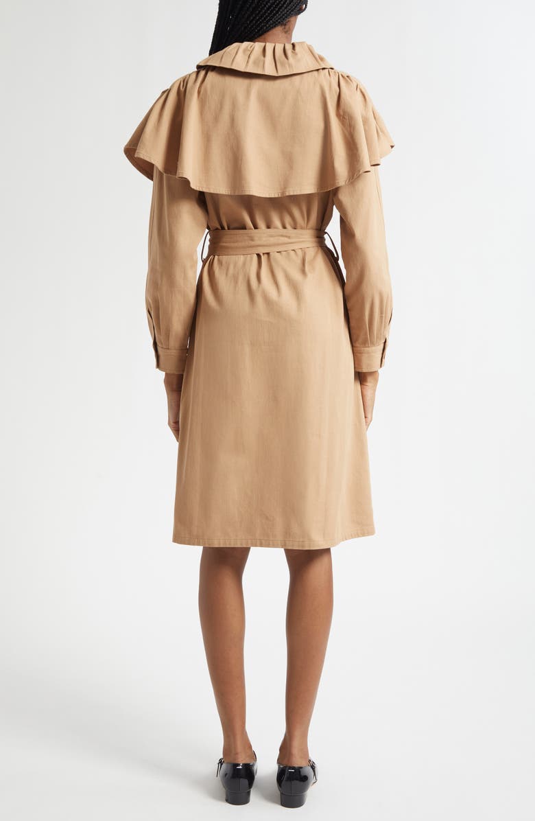 MILLE Renata Frill Cotton Trench Coat, Alternate, color, Almond