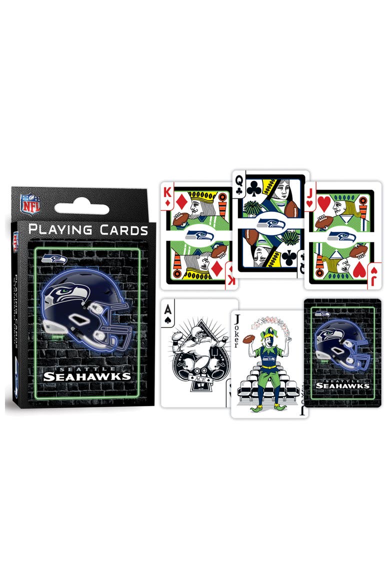 Seattle Seahawks Neon Playing Cards, Alternate, color, Multicolor