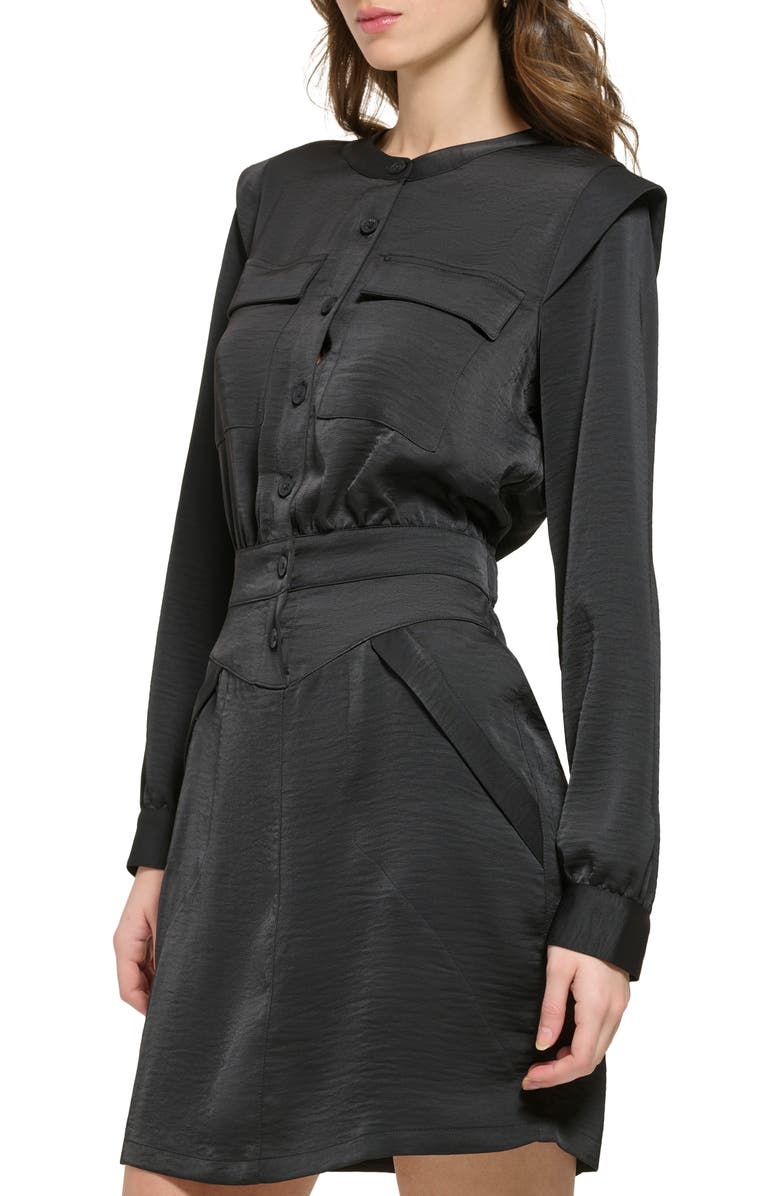 DKNY Long Sleeve Satin Shirtdress, Alternate, color, 
