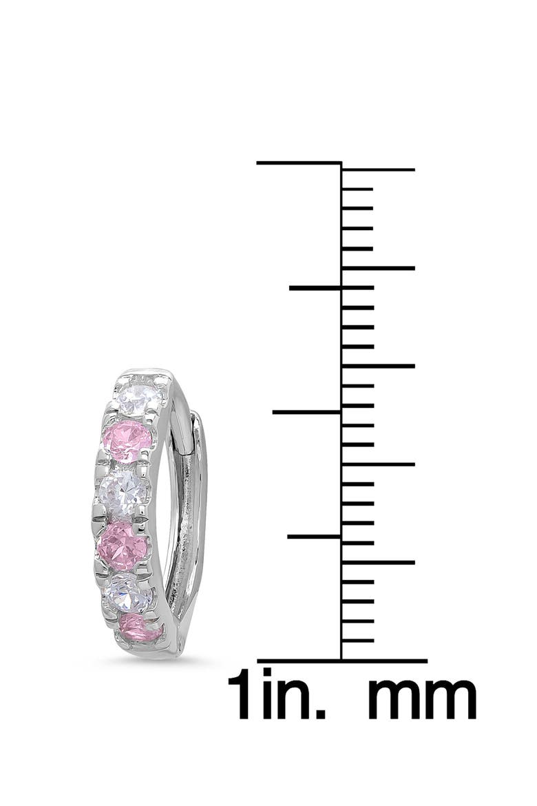 Kids' Cubic Zirconia Hoop Earrings, Alternate, color, PINK