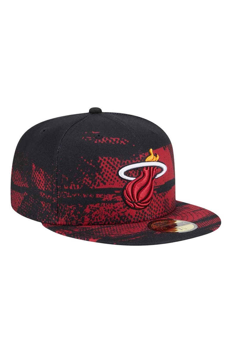 New Era Men's New Era Black Miami Heat Tip-Off 59FIFTY Fitted Hat, Alternate, color, Black