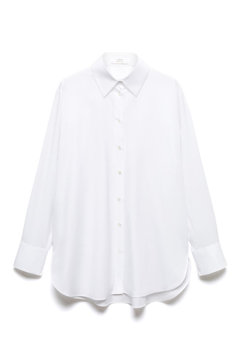 Oversize Cotton Button-Up Shirt, Alternate, color, WHITE