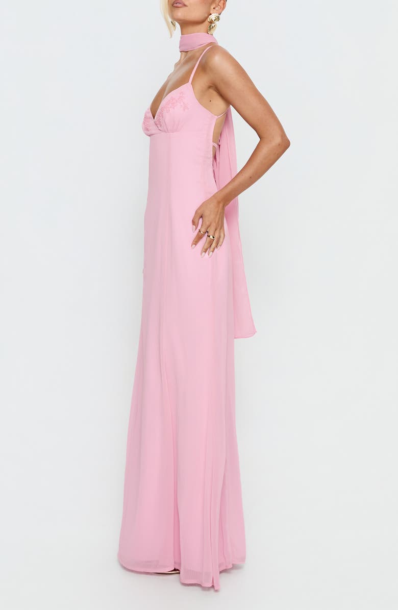 Princess Polly Jadira Scarf Tie Back Sleeveless Gown, Alternate, color, Light Pink