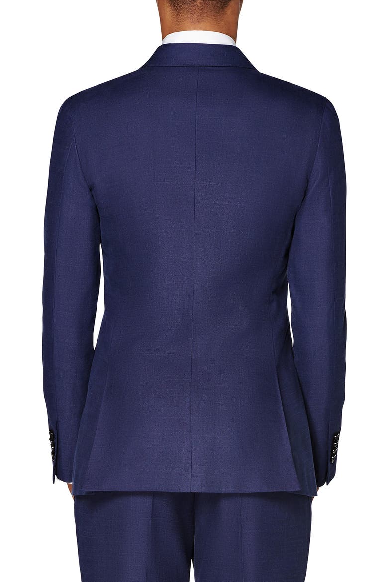 Cameron Double Breasted Silk & Cotton Jacket, Alternate, color, NAVY