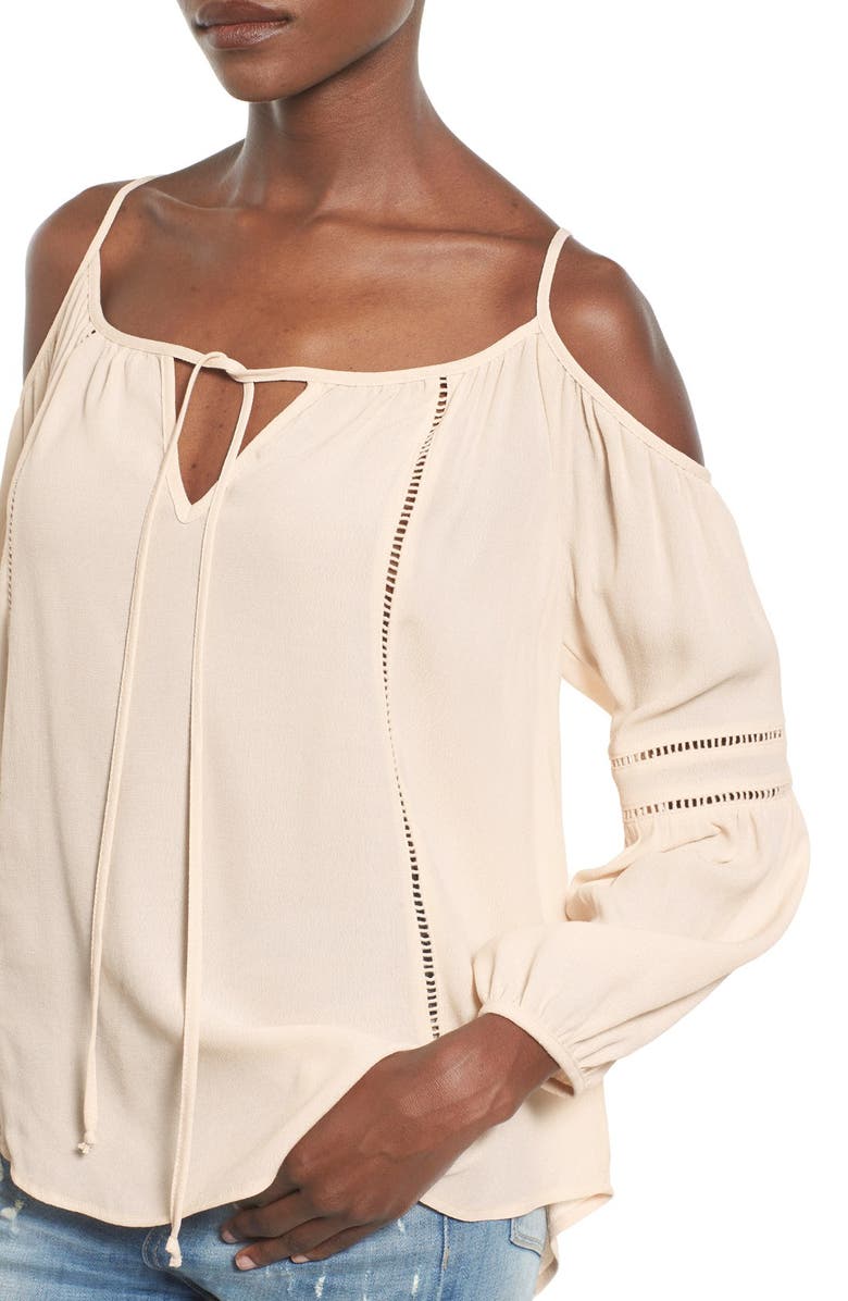 ASTR the Label Split Neck Cold Shoulder Blouse, Alternate, color, 