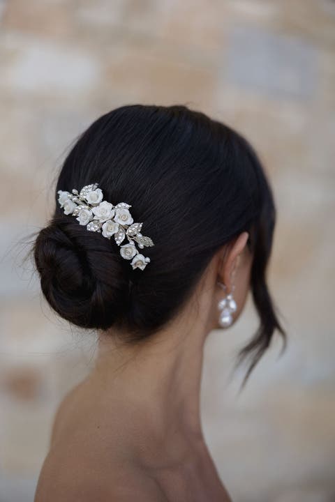 Victoria Crystal Floral Comb