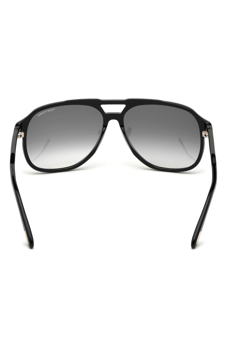 TOM FORD Raoul 62mm Gradient Navigator Sunglasses, Alternate, color, Shiny Black / Smoke Polarized