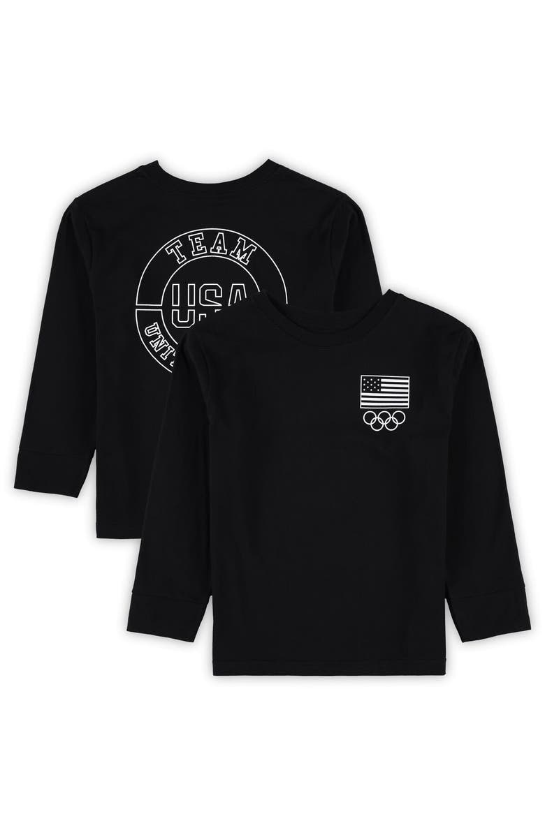 Outerstuff Preschool Black Team USA 2024 Flag & Rings Long Sleeve T-Shirt, Main, color,