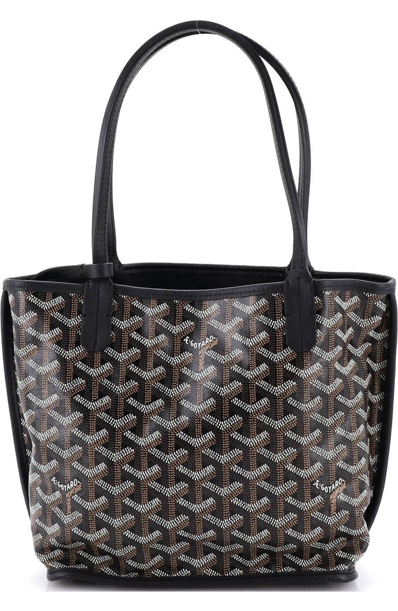 Pre-Owned Goyard Anjou Reversible Tote Coated Canvas Mini, Main, color, Black