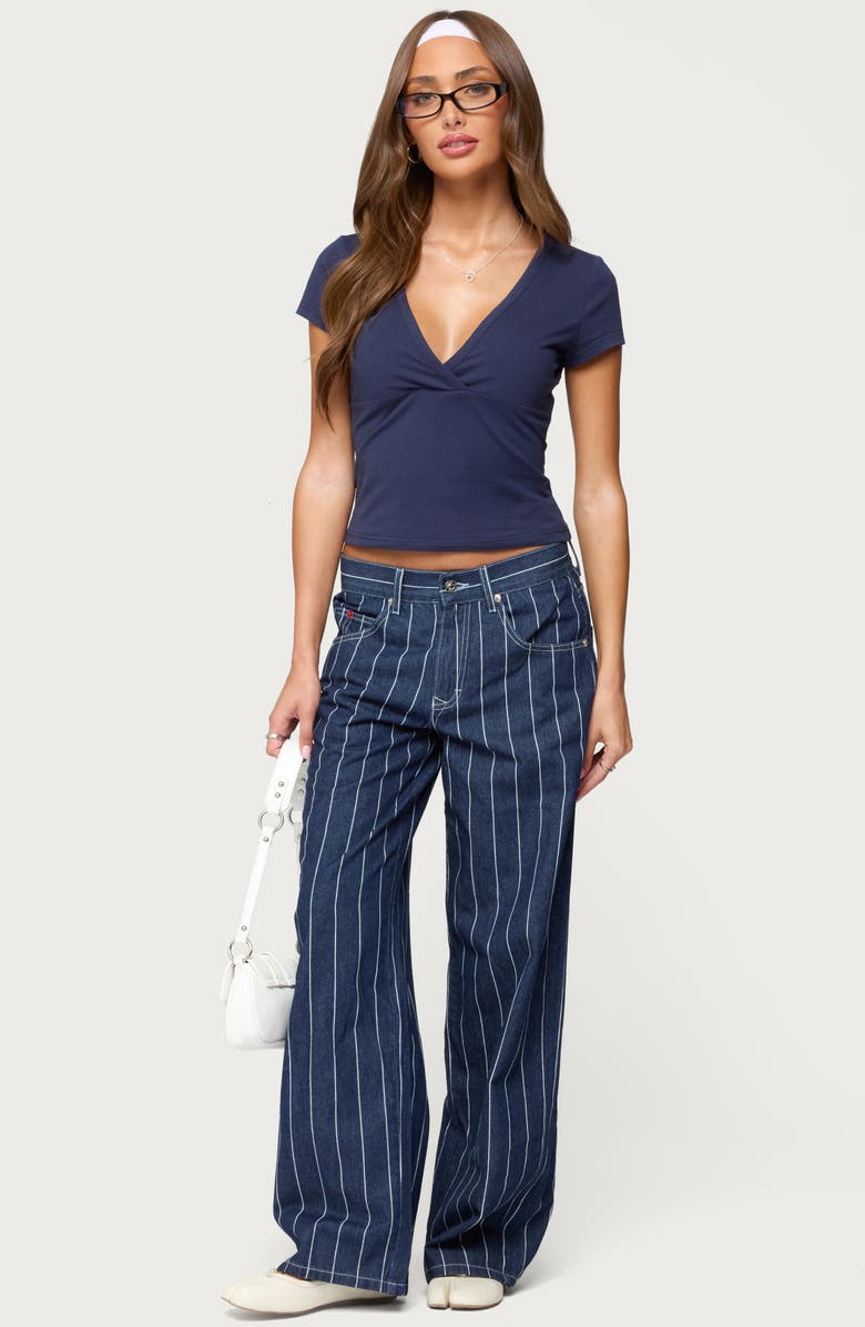 EDIKTED Merinda Stretch Cotton T-Shirt, Alternate, color, Navy