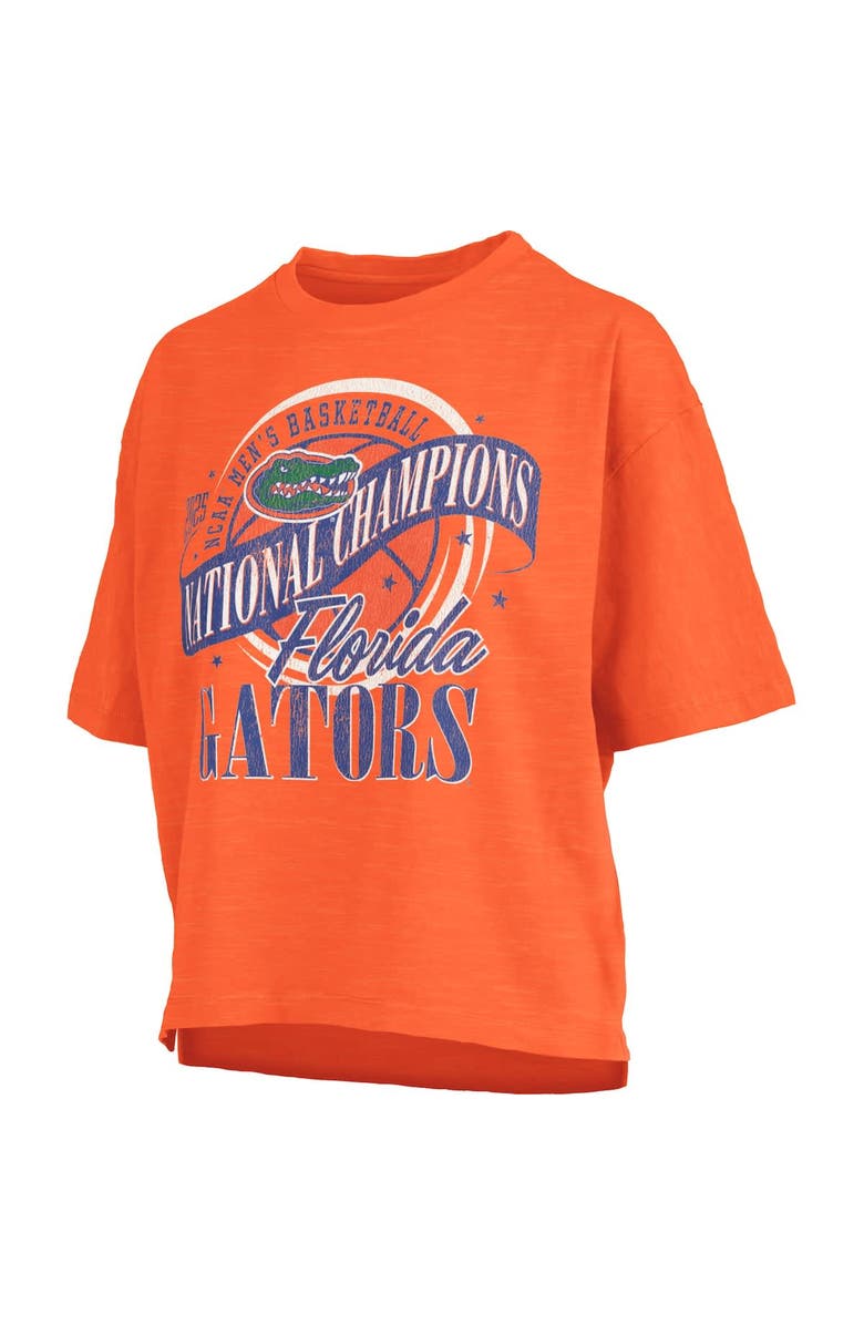 PRESSBOX Women's Pressbox Orange Florida Gators 2025 NCAA Men's Basketball National Champions World Ball Motley Crew Oversized Slub T-Shirt, Alternate, color, 