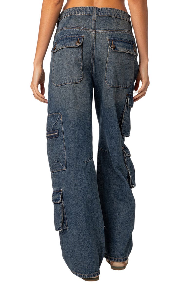 Baggy Boyfriend Cargo Jeans, Alternate, color, BLUE-WASHED