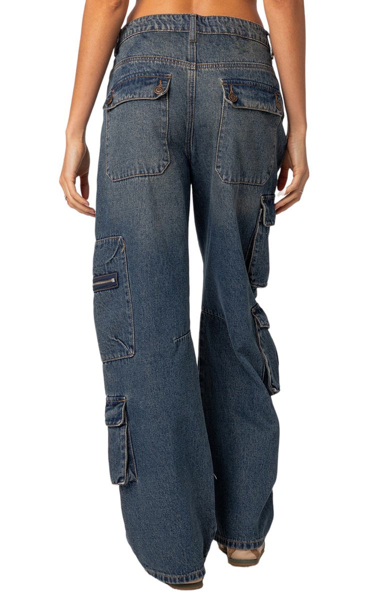 EDIKTED Baggy Boyfriend Cargo Jeans, Alternate, color, Blue-Washed