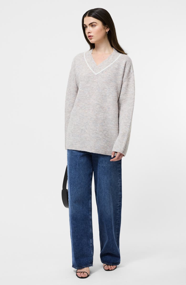 French Connection Kezia V-Neck Sweater, Alternate, color, Stone Grey