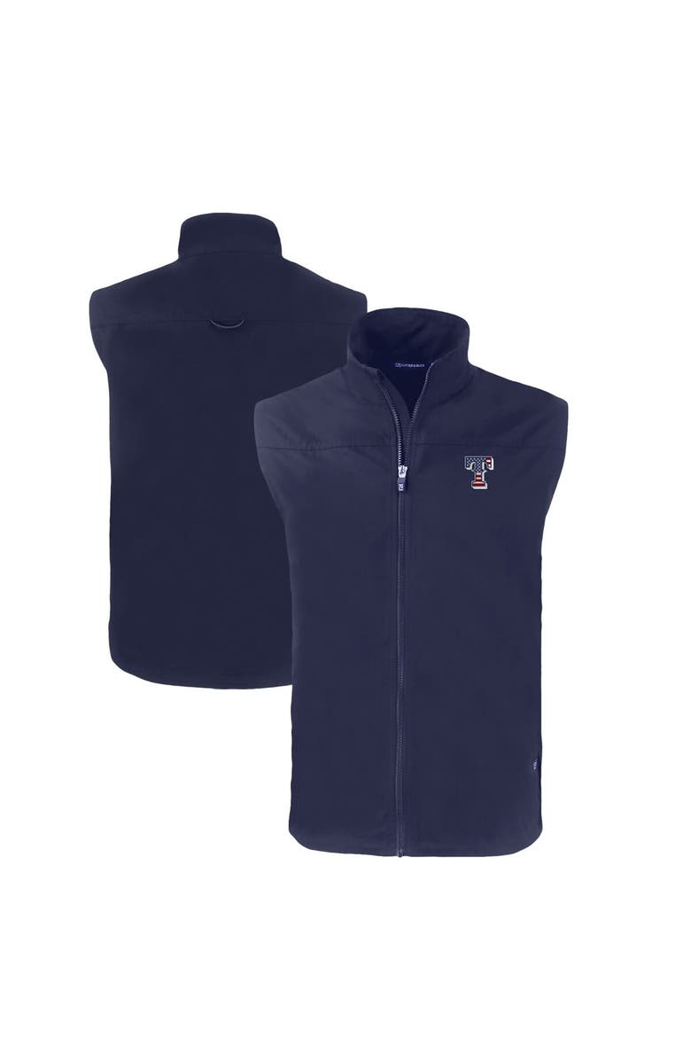 Cutter & Buck Men's Cutter & Buck Navy Texas Rangers Stars & Stripes Big & Tall Charter Eco Full-Zip Vest, Main, color, Navy