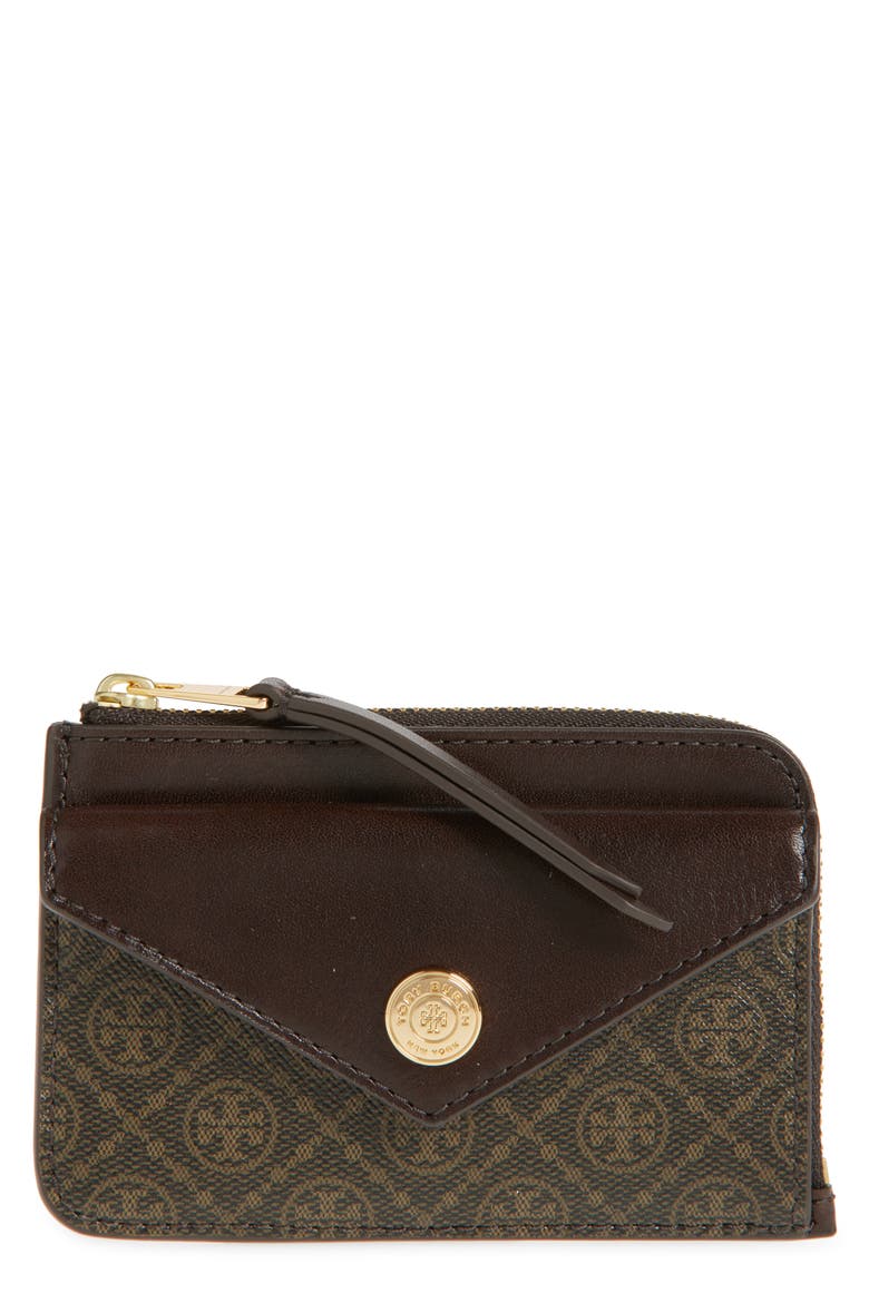 Small T Monogram Coated Canvas & Leather Zip Wallet, Main, color, FRENCH PRESS