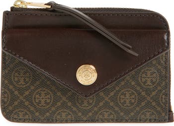 Tory Burch Small T Monogram Coated Canvas & Leather Zip