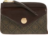 Tory Burch Small T Monogram Coated Canvas & Leather Zip Wallet