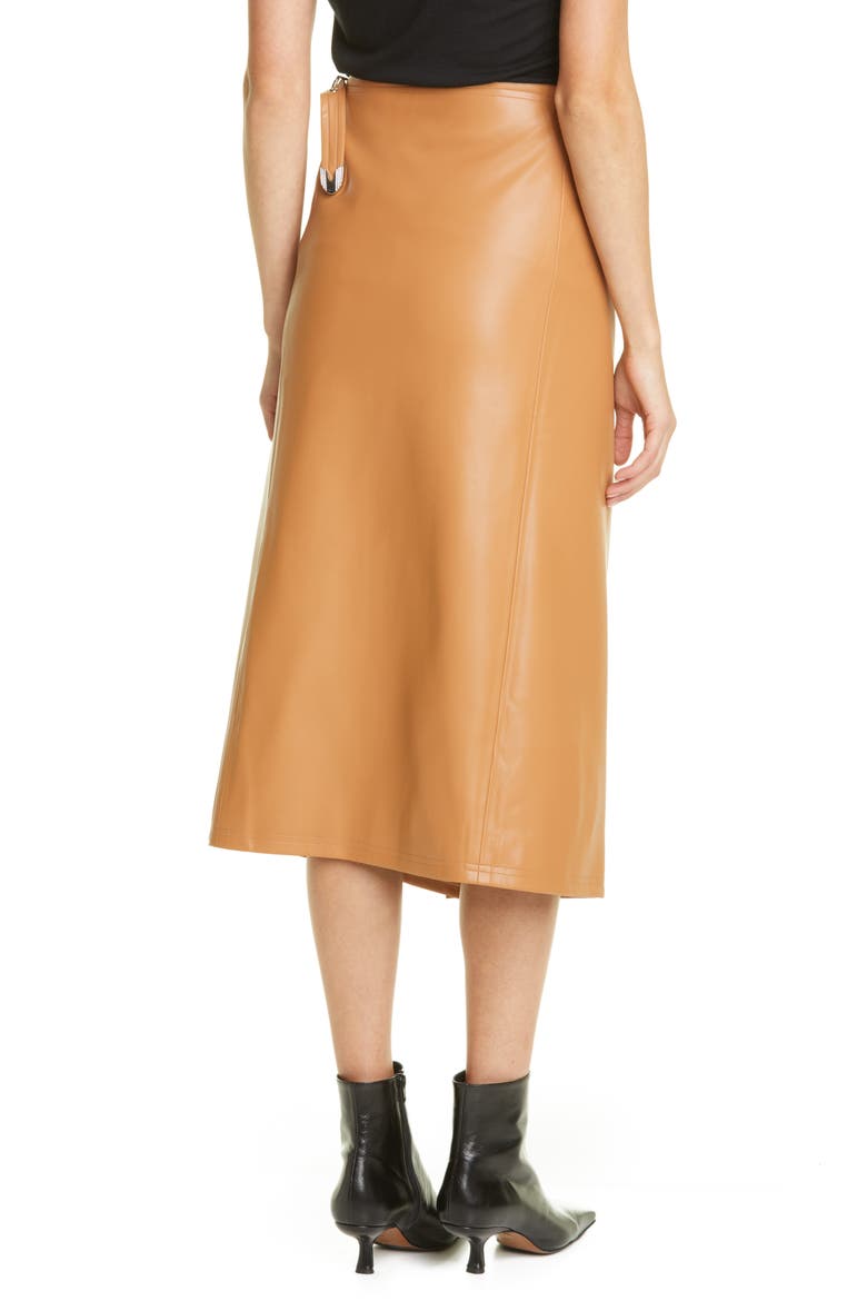 Vega Faux Leather Wrap Skirt, Alternate, color, TOFFEE