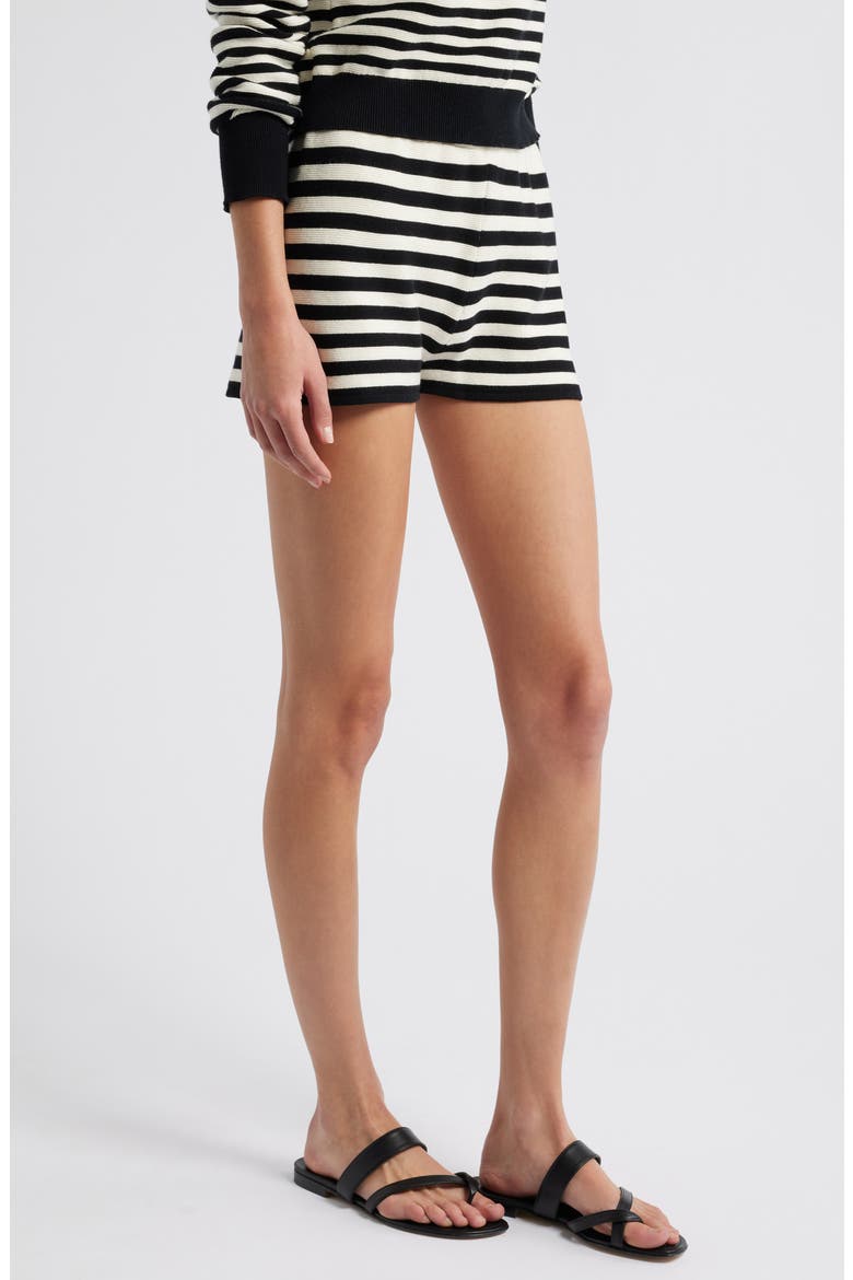 The Celeste Stripe Cotton Knit Shorts, Alternate, color, NOIR / BRULE STRIPE