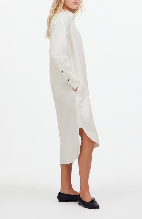 Madewell Long Sleeve Corduroy Midi Shirtdress In Winter White