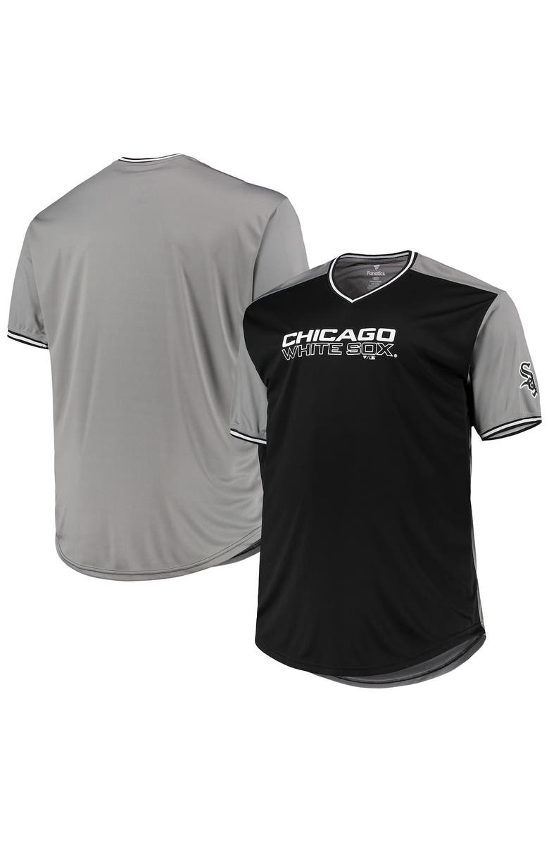 PROFILE Men's Black/Gray Chicago White Sox Solid V-Neck T-Shirt, Main, color, 